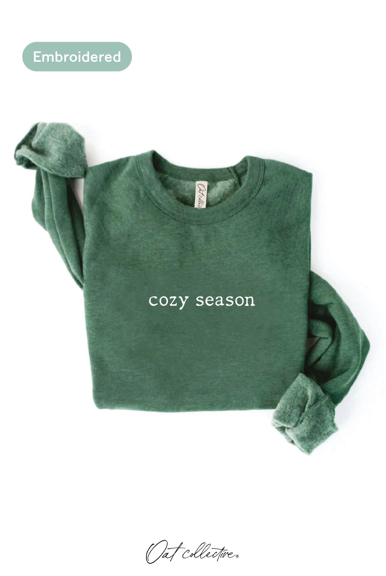 OAT COLLECTIVE - EMBROIDERED COZY SEASON Sweatshirt : VINTAGE WHITE LONG SLEEVE / L