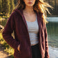 Bluivy - SOFT SHERPA FLEECE ZIPPER FRONT HOODIE JACKET: WINE / M