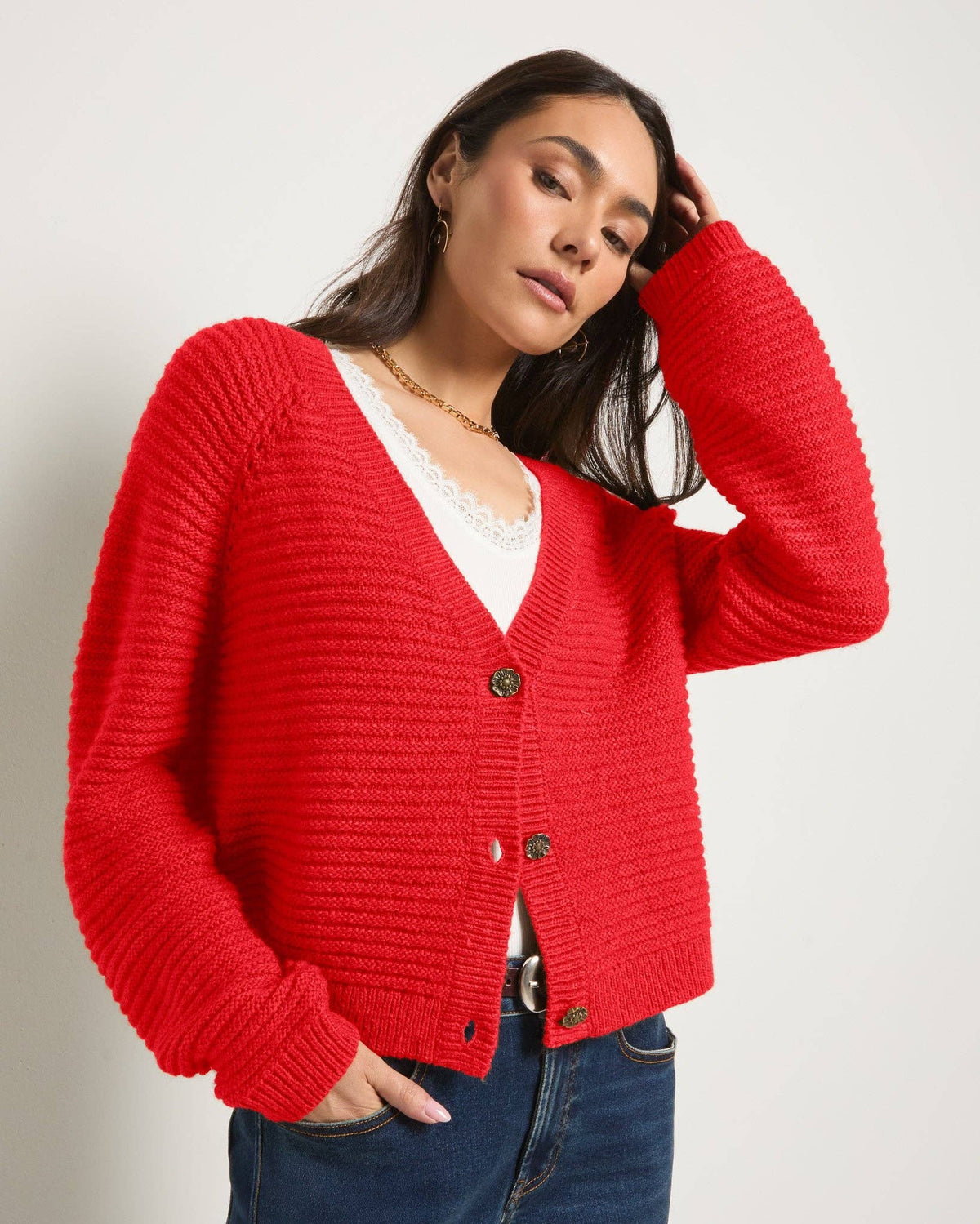 Seventy Eight and Sunny (SEAS) - Meadow Cardigan: Sea Grass / XS