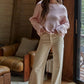 By Together - W2114 | Knit Sweater Rolled Round Neck Pullover Top: Green / L