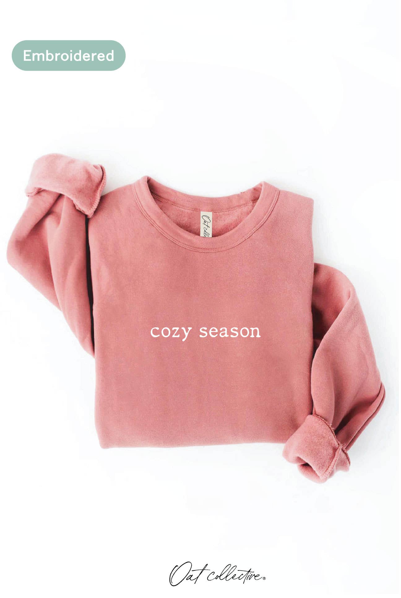 OAT COLLECTIVE - EMBROIDERED COZY SEASON Sweatshirt : VINTAGE WHITE LONG SLEEVE / M