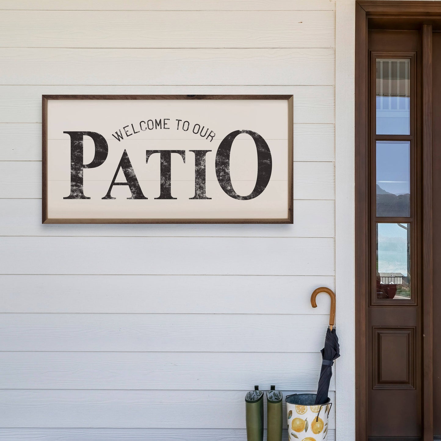 Welcome To Our Patio White: 16 x 8 x 1.5