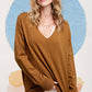 La Miel - JBS3122-V-neck Long Sleeve Lightweight Knit Top Christmas: Apple Green / M