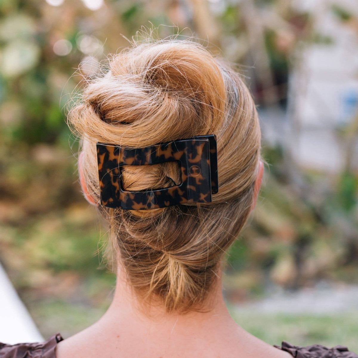 TELETIES - Tortoise | Large | Flat Rectangle Hair Clip