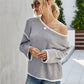 Casual Crew Neck Pullover Long Sleeve Sweater: KHAKI