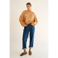 The GREii - Exposed Seam Knit Sweater: CAMEL / S