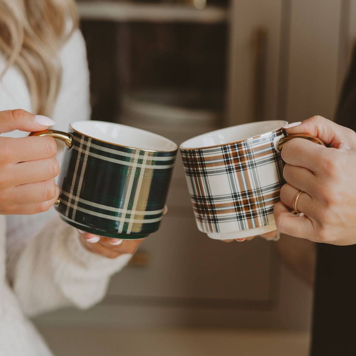 Mug: Orange Navy Plaid Coffee Mug