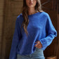 By Together - W2114 | Knit Sweater Rolled Round Neck Pullover Top: Green / L