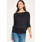 Heimious - 3/4 Dolman Sleeve Round neck Modal Jersey  Top, 2503: White / L