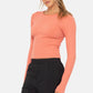 Seamless Ribbed Long Sleeve Top: BLACK