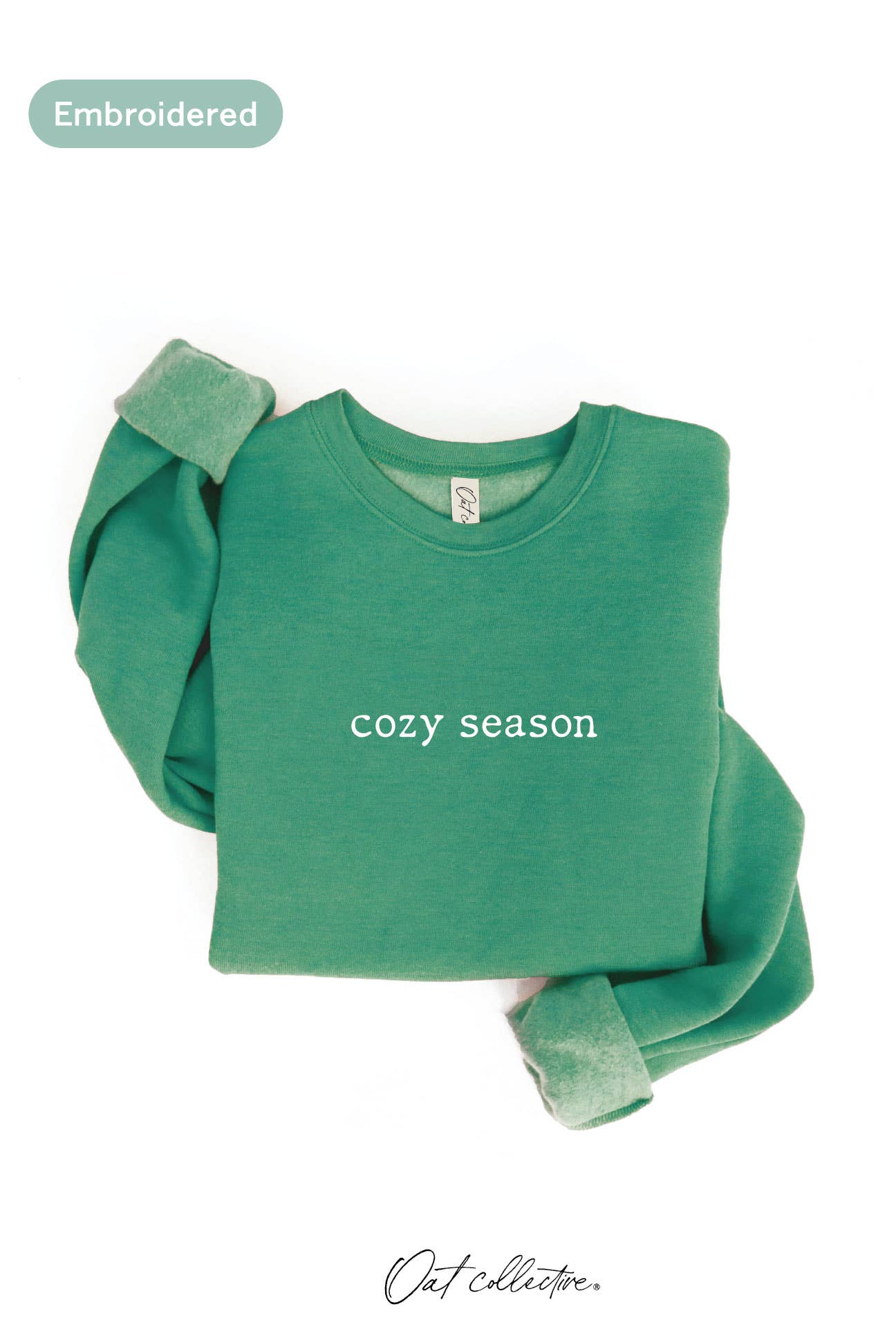 OAT COLLECTIVE - EMBROIDERED COZY SEASON Sweatshirt : VINTAGE WHITE LONG SLEEVE / M