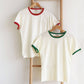 OAT COLLECTIVE - PREMIUM BASIC Ringer top: NATURAL/GREEN / S