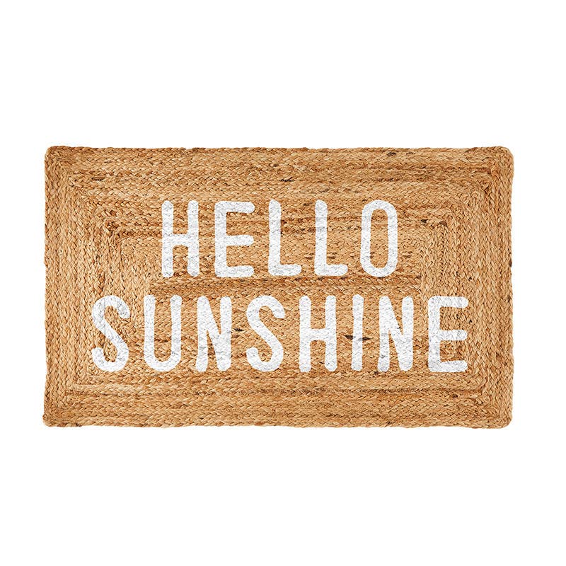 Jute Doormat - HELLO SUNSHINE: 34" L x 20" W
