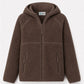 Bluivy - SOFT SHERPA FLEECE ZIPPER FRONT HOODIE JACKET: WINE / M