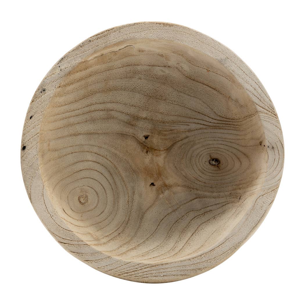 Sagebrook Home - Bowl - Brown Paulownia Wood with Pedestal Base, 8 in.