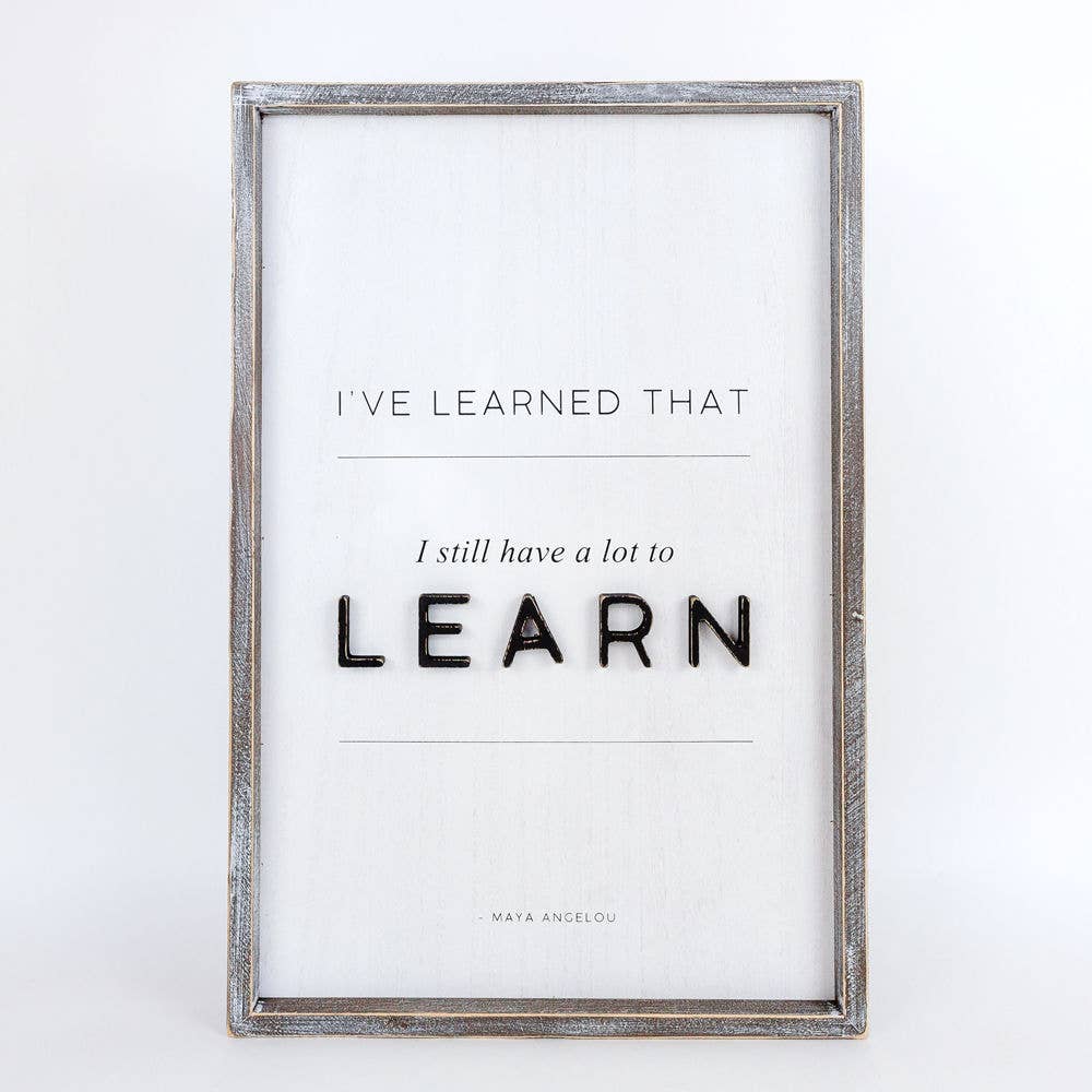 Reversible Wood Framed Sign: Moments/Learn