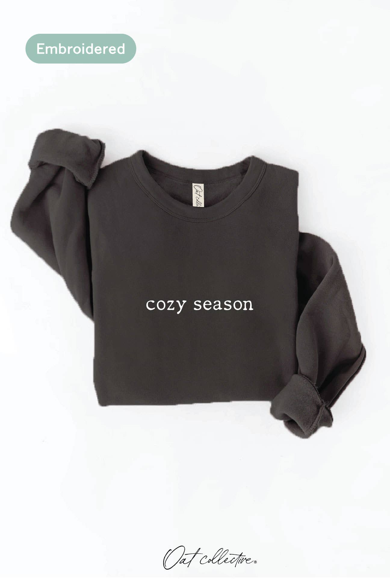 OAT COLLECTIVE - EMBROIDERED COZY SEASON Sweatshirt : VINTAGE WHITE LONG SLEEVE / M