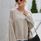 Casual Crew Neck Pullover Long Sleeve Sweater: GREY