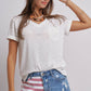 Urban Daizy - Rolled Sleeve V-Neck Pocket Tee: IVORY / S-2/M-2/L-2