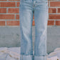 BiBi - VINTAGE WASHED STRAIGHT JEANS WITH SIDE STITCH DETAIL: WASHED DENIM / XL