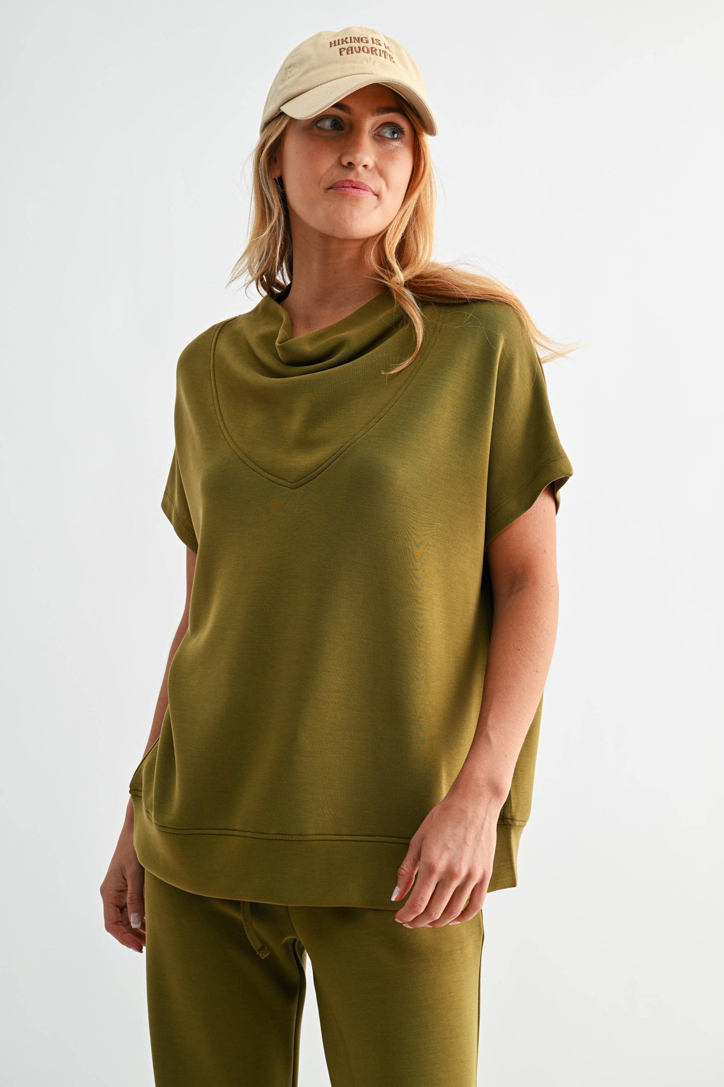 Laguna Cowl Neck Top: BURNT AMBER