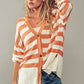 Cozy and Free Striped Cardigan: TAUPE/BLACK