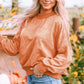 Lovesoft - Green Drop Shoulder Crew Neck Pullover Sweatshirt: Brown / 75%Polyester+25%Cotton / XL