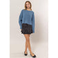 Oversized Raglan Sleeve Sweater: GRAY BLUE