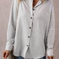 Lovesoft - Stripe Roll-tab Sleeve Pocketed Long Shirt: Black Stripe / 65%Polyester+35%Cotton / XL