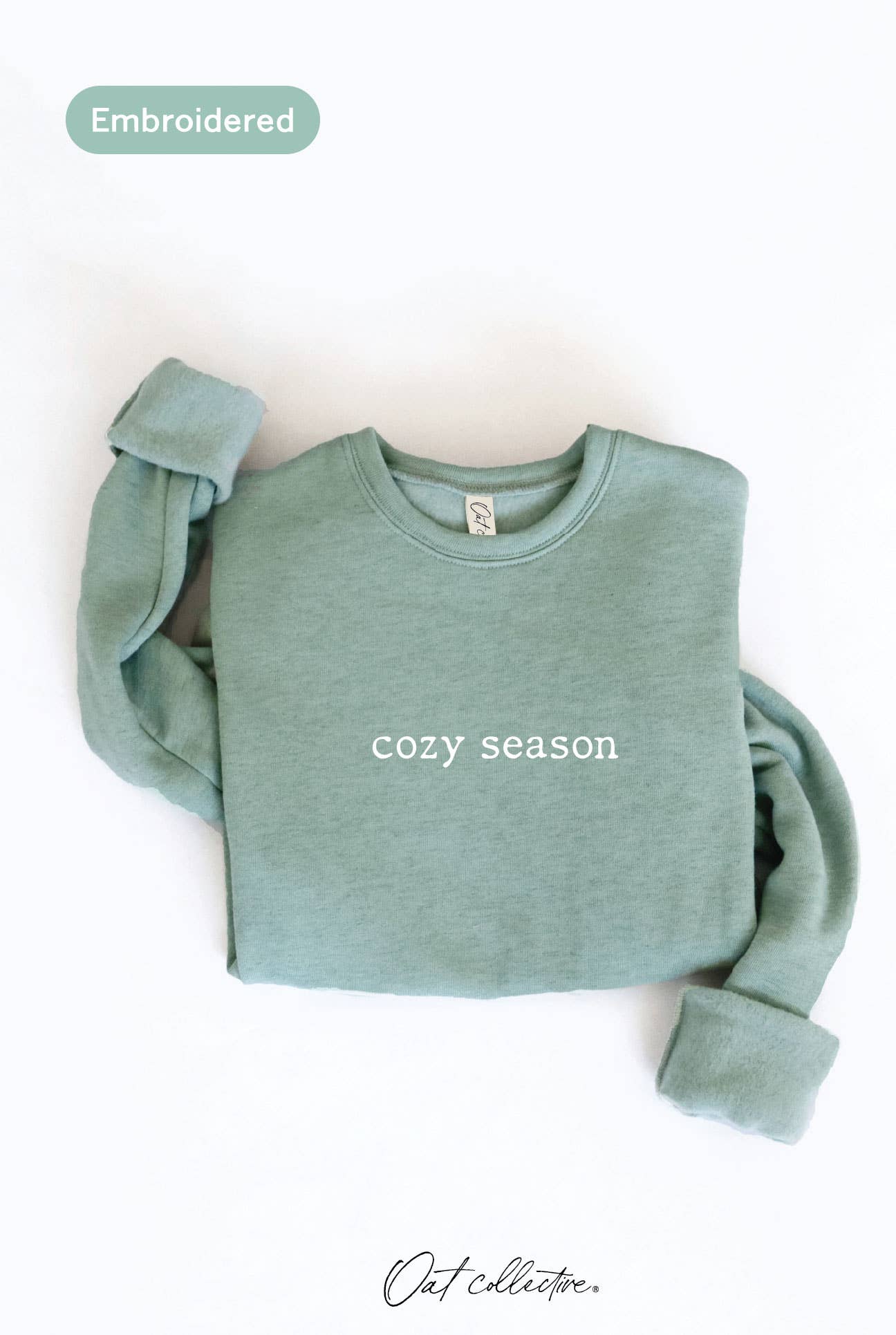 OAT COLLECTIVE - EMBROIDERED COZY SEASON Sweatshirt : VINTAGE WHITE LONG SLEEVE / M