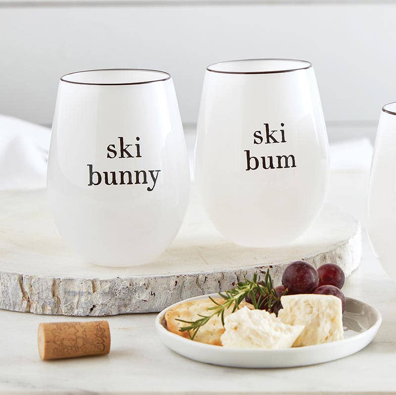 Ski Bunny/Ski Bum Wine Glasses- Set of 2