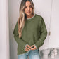 Lovesoft - Solid Color Versatile Split-end Pullover Sweater: Light khaki / 50%Viscose+25Nylon+25%Polyester / L