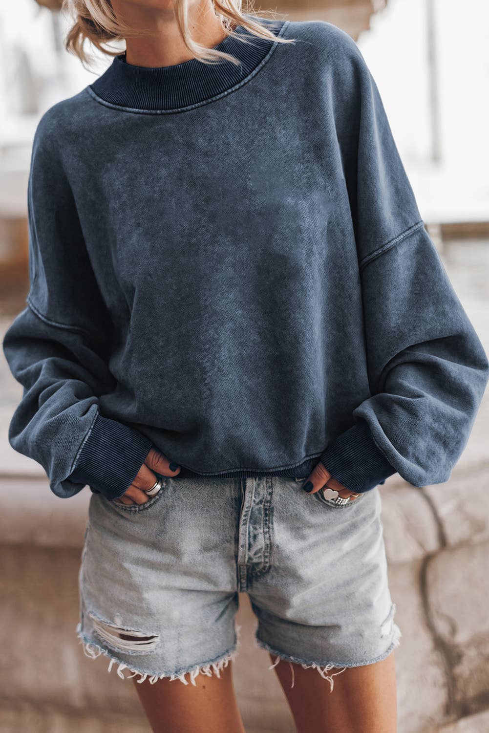 Lovesoft - Customized Drop Shoulder Crew Neck Pullover Sweatshirt: Orange / 75%Polyester+25%Cotton / XL