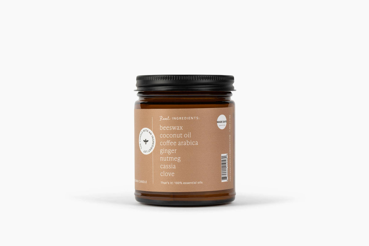 Fontana Candle Co. - Spiced Latte Essential Oil Beeswax Jar Candle: Non-Toxic