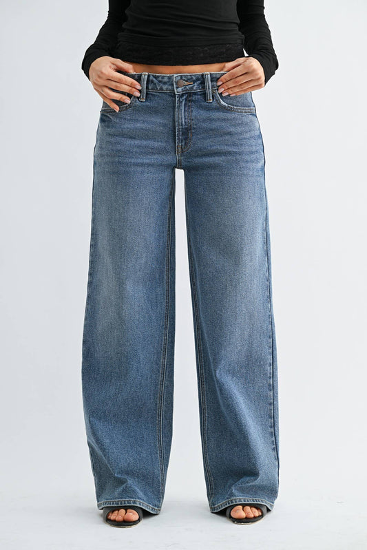 Just USA Jeans - Low Rise Baggy Wide Leg - MEDIUM DENIM - JP243: 12