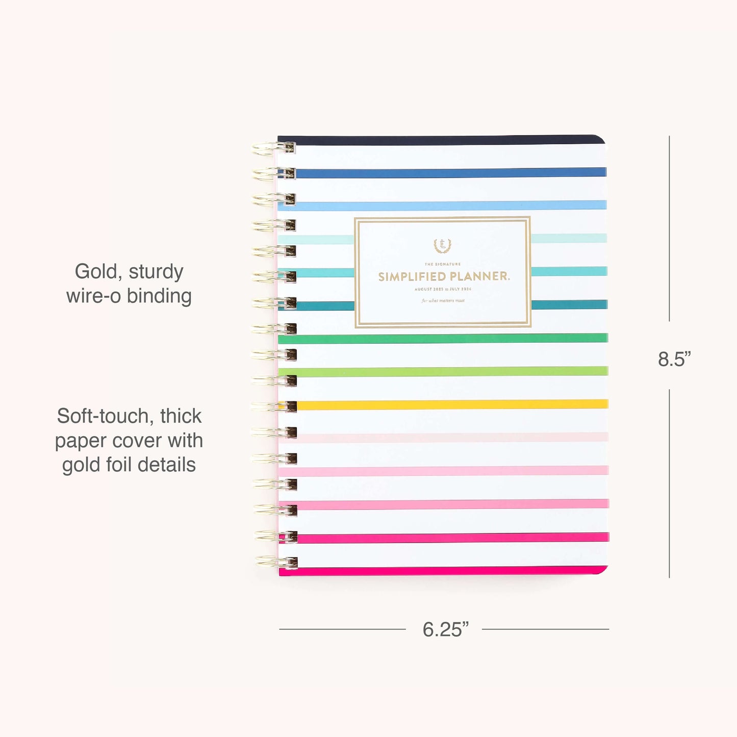 2025-2026 Softcover Weekly Simplified Planner - Happy Stripe