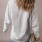 Lovesoft - Stripe Roll-tab Sleeve Pocketed Long Shirt: Black Stripe / 65%Polyester+35%Cotton / XL