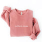 OAT COLLECTIVE - EMBROIDERED COFFEE AND BOOKS Sweatshirt Pullover Relaxed Fit: VINTAGE WHITE LONG SLEEVE / XL