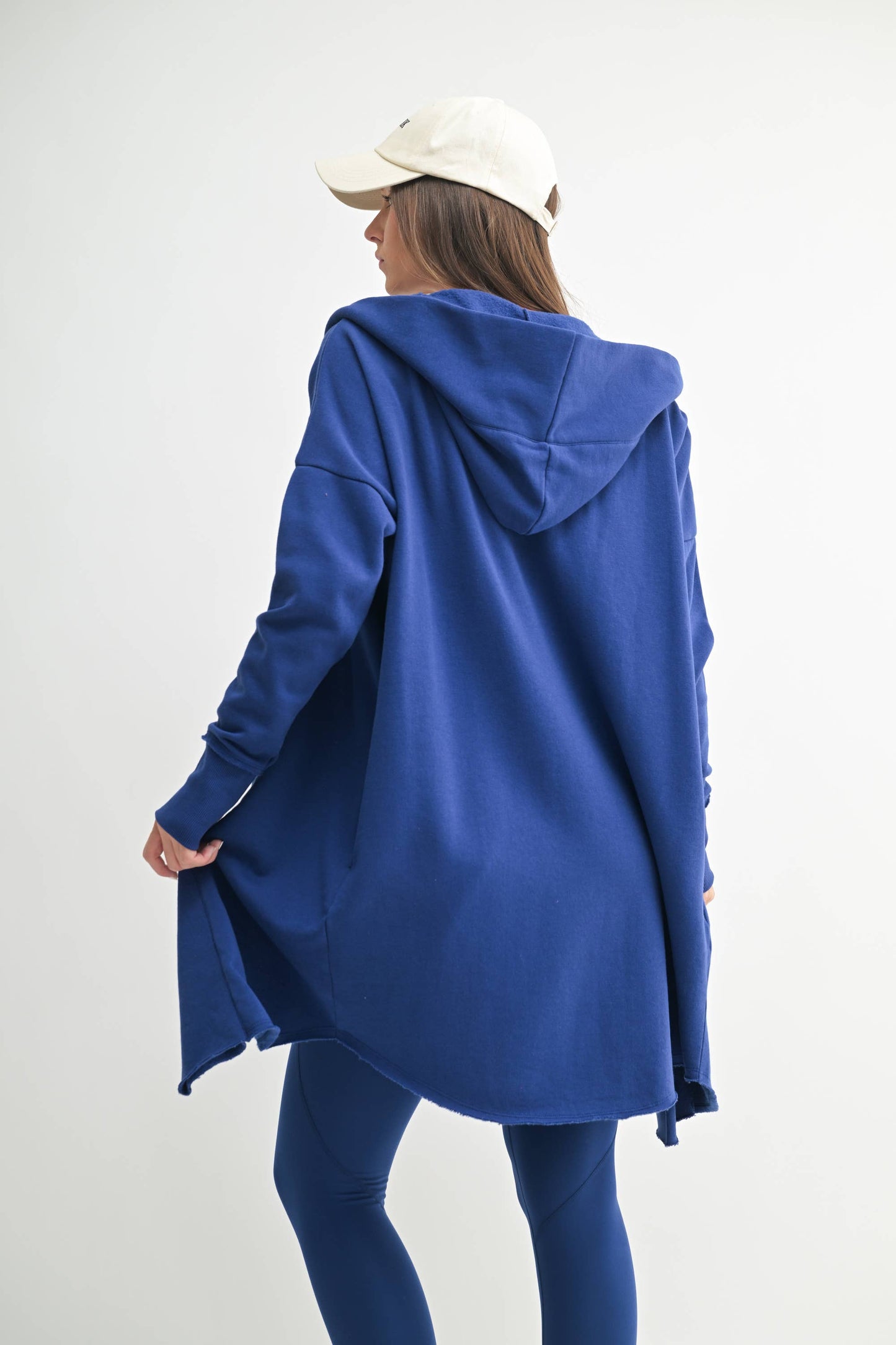 Open Front Longline Hoodie Cardigan: NEW ORCHID