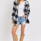 Classic Plaid Hooded Shacket: IVORY/BLACK