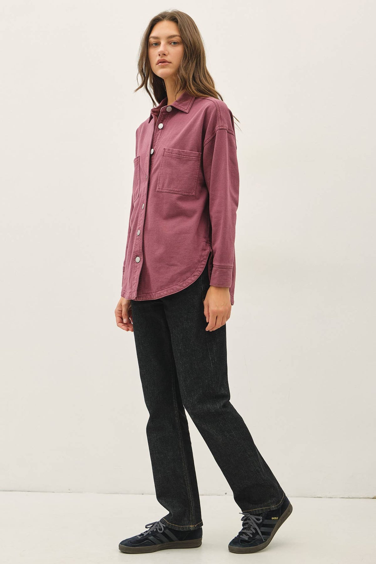 Be Cool - [NEW SHADED]GARMENT-DYE COTTON FLEECE OVERSIZED SHACKET  : ECRU / ML