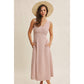 in february - SOFT-GLOW COTTON BLEND LUREX STRIPE FIT AND FLARE MIDI DRESS: RED / M