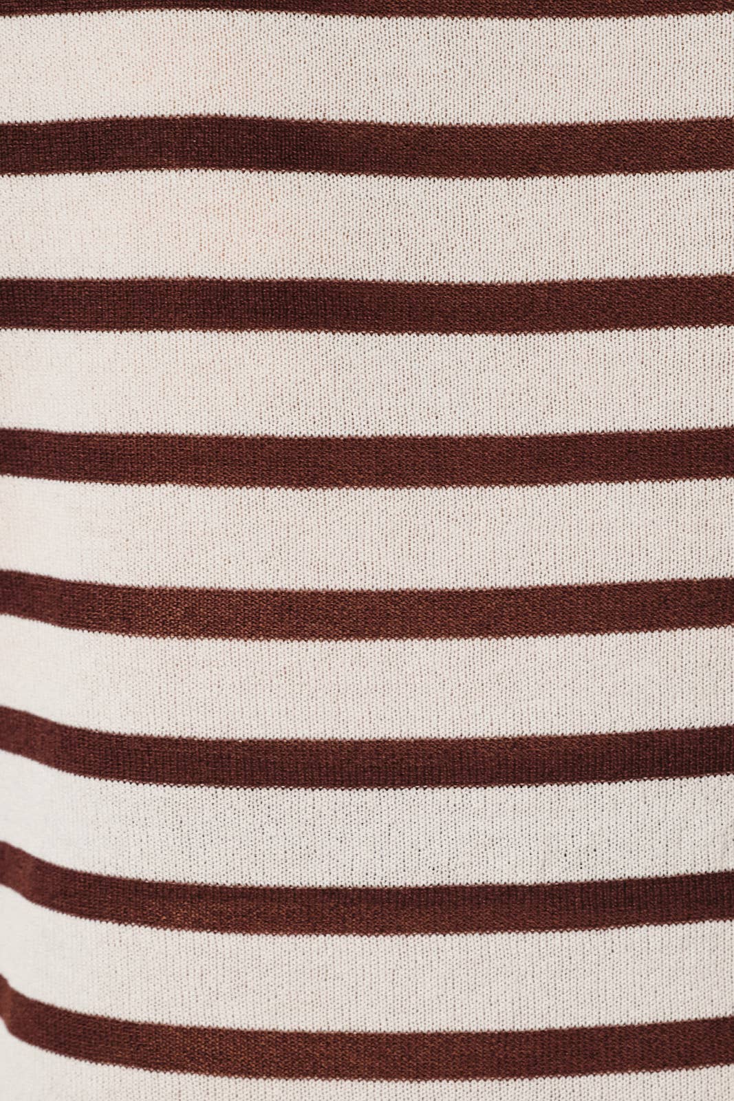 Sunday Edition by LE LIS - ROUND NECK LONG SLEEVE LT WEIGHT STRIPE SWEATER: WHITE-BROWN STRIPE / M