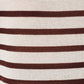 Sunday Edition by LE LIS - ROUND NECK LONG SLEEVE LT WEIGHT STRIPE SWEATER: WHITE-BROWN STRIPE / L