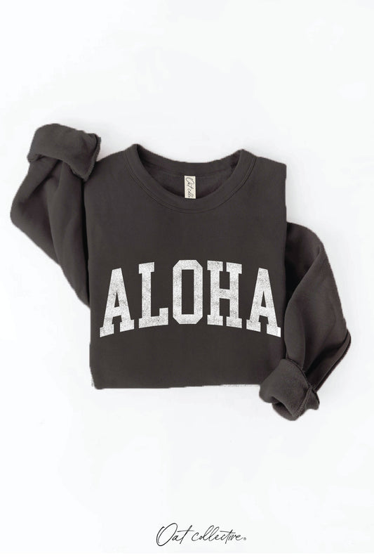 ALOHA Graphic Sweatshirt: BLACK