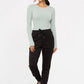 Seamless Ribbed Long Sleeve Top: BLACK