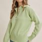 in february - MORNING LIGHT UPLIFTING SOFT PASTEL POLO SWEATER TOP: BUTTER YELLOW / L
