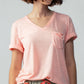 Urban Daizy - Rolled Sleeve V-Neck Pocket Tee: IVORY / S-2/M-2/L-2