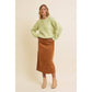 Fluffy Brushed Long-sleeved Round Neck Sweate: SAGE