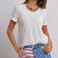 Urban Daizy - Rolled Sleeve V-Neck Pocket Tee: IVORY / S-2/M-2/L-2